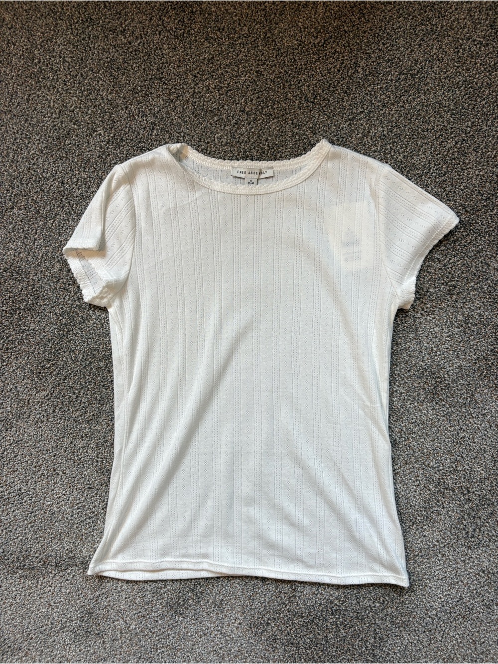 Free Assembly White Short Sleeve Knit Tee
